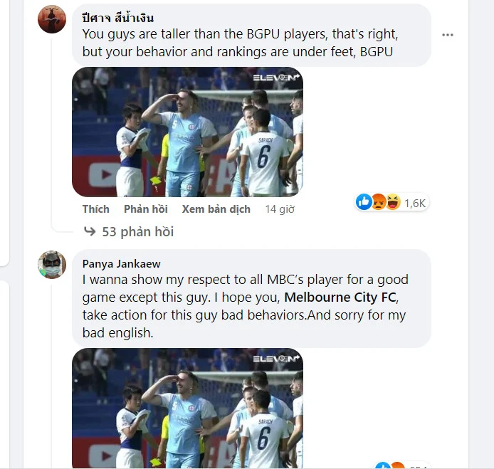 CĐV Thái phẫn nộ tấn công Melbourne City khi cầu thủ đội bóng phân biệt chủng tộc