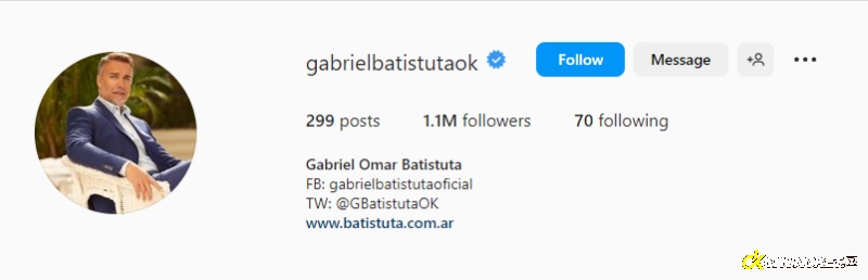Gabriel Batistuta Instagram
